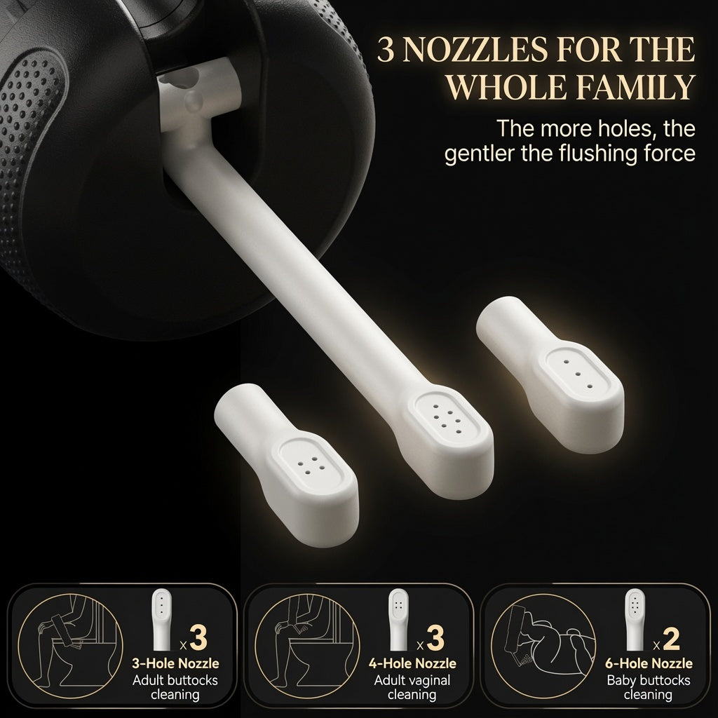 Handheld Electric Smart Bidet – Portable Travel Bidet with 5 Spray Modes, IP67 Waterproof & Swappable Nozzles for Baby, Postpartum & Daily Care